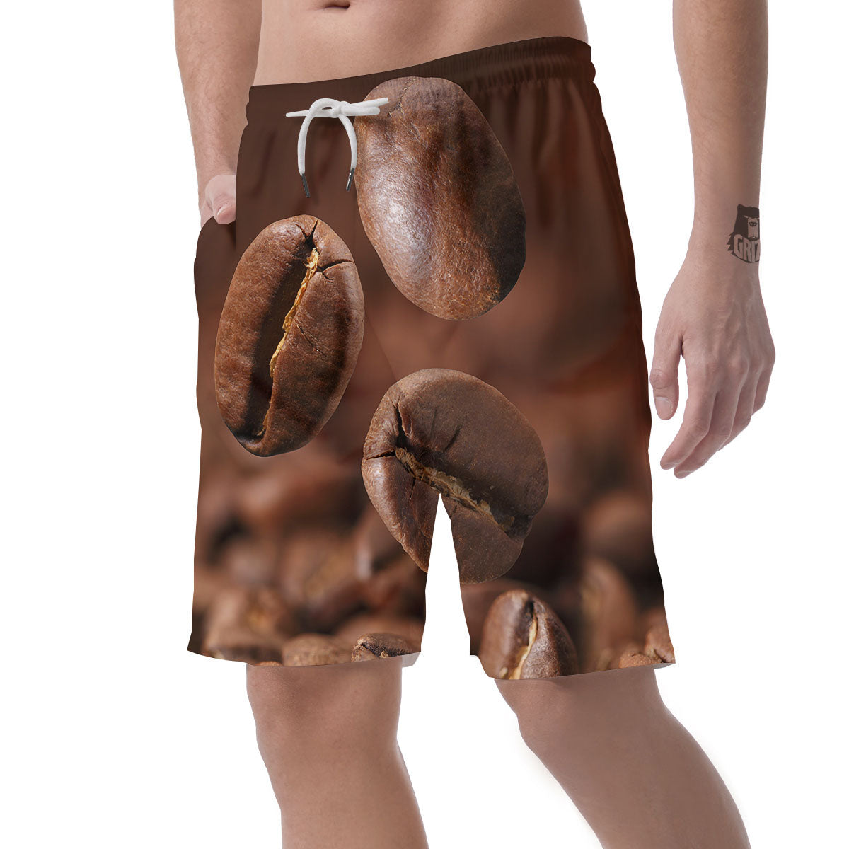 Roasted Coffee Bean Print Men's Shorts-grizzshop