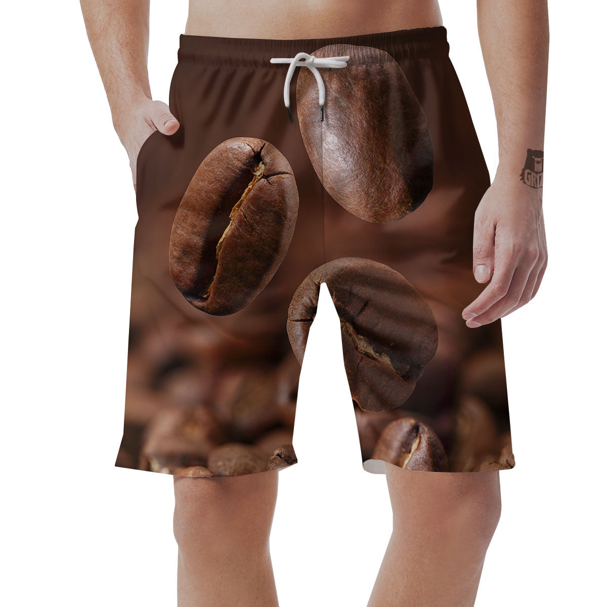 Roasted Coffee Bean Print Men's Shorts-grizzshop