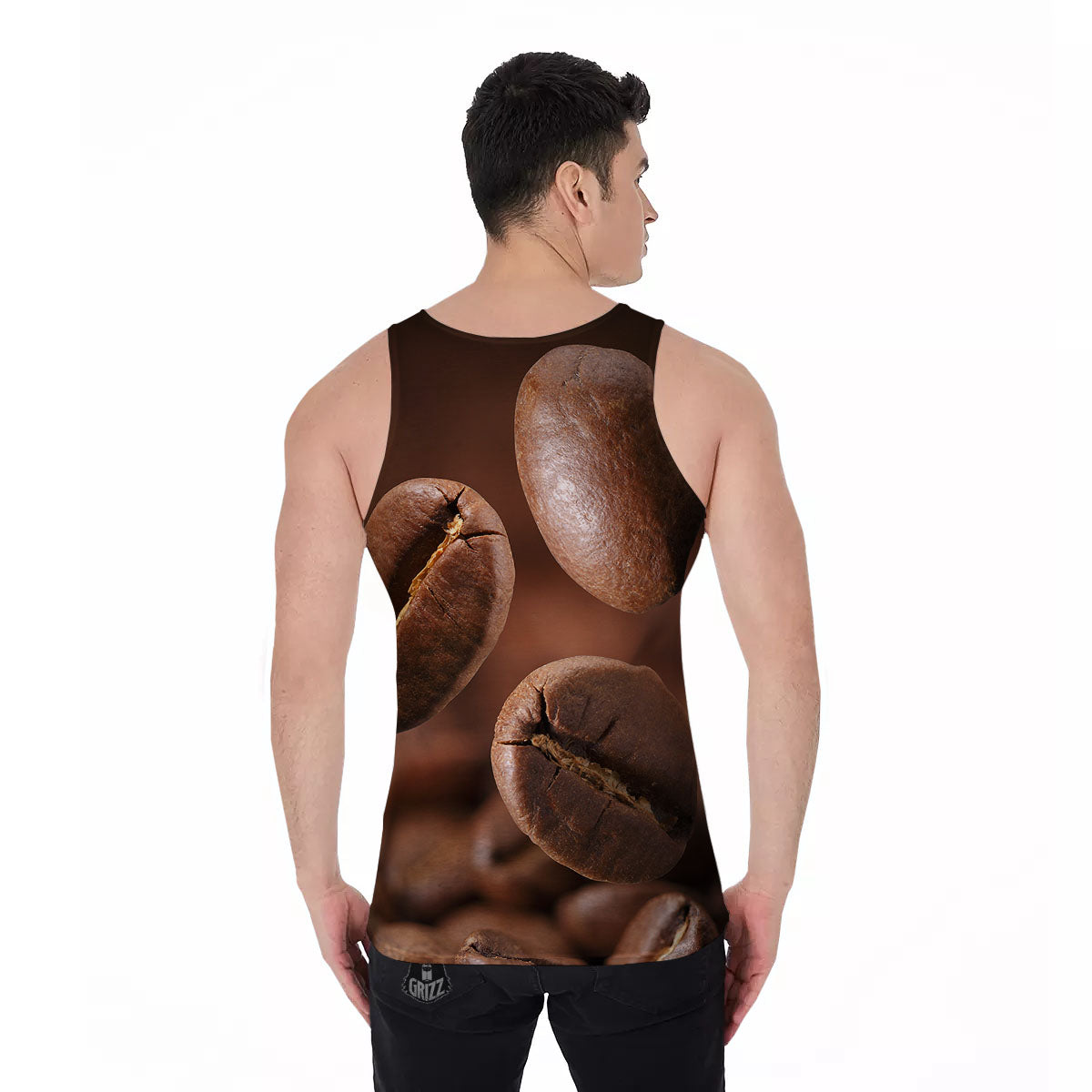 Roasted Coffee Bean Print Men's Tank Top-grizzshop