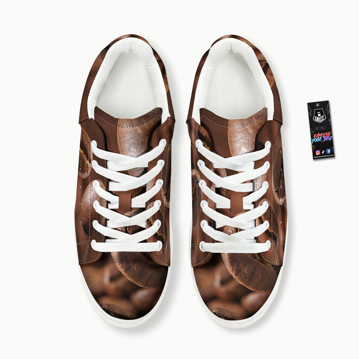 Roasted Coffee Bean Print Platform Shoes-grizzshop