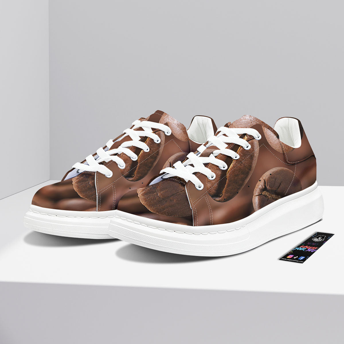 Roasted Coffee Bean Print Platform Shoes-grizzshop
