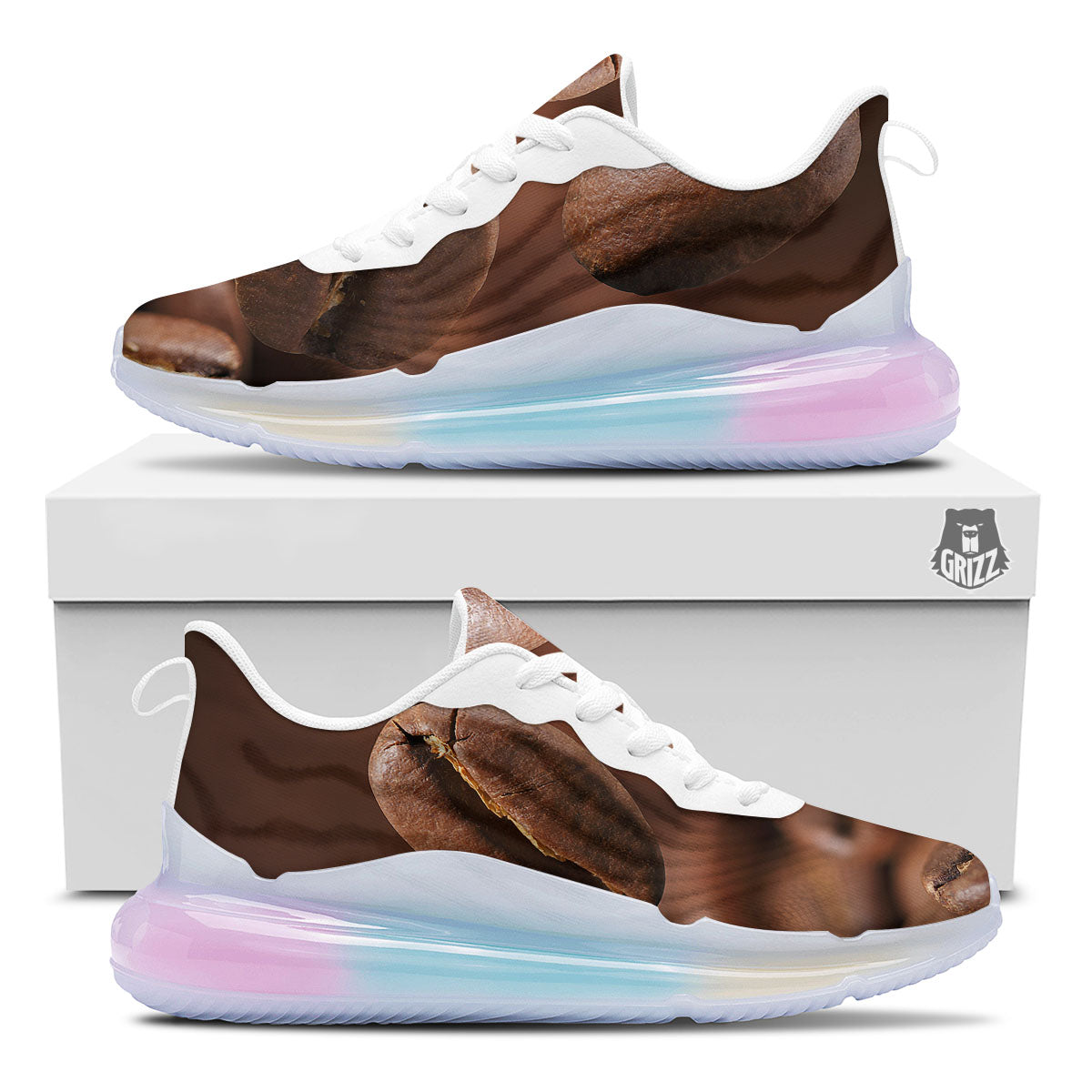 Roasted Coffee Bean Print Running Sneakers-grizzshop