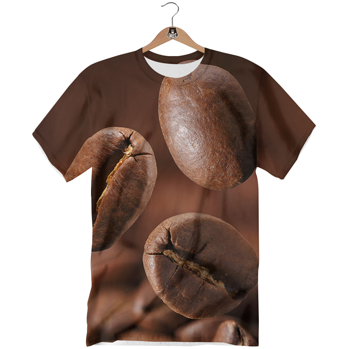Roasted Coffee Bean Print T-Shirt-grizzshop