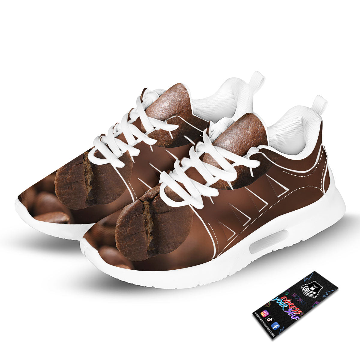 Roasted Coffee Bean Print Tennis Shoes-grizzshop