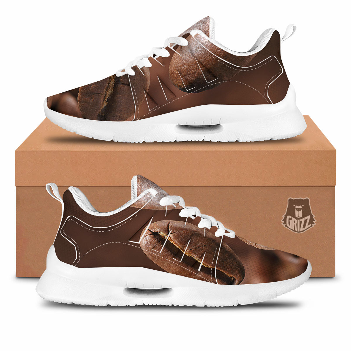 Roasted Coffee Bean Print Tennis Shoes-grizzshop