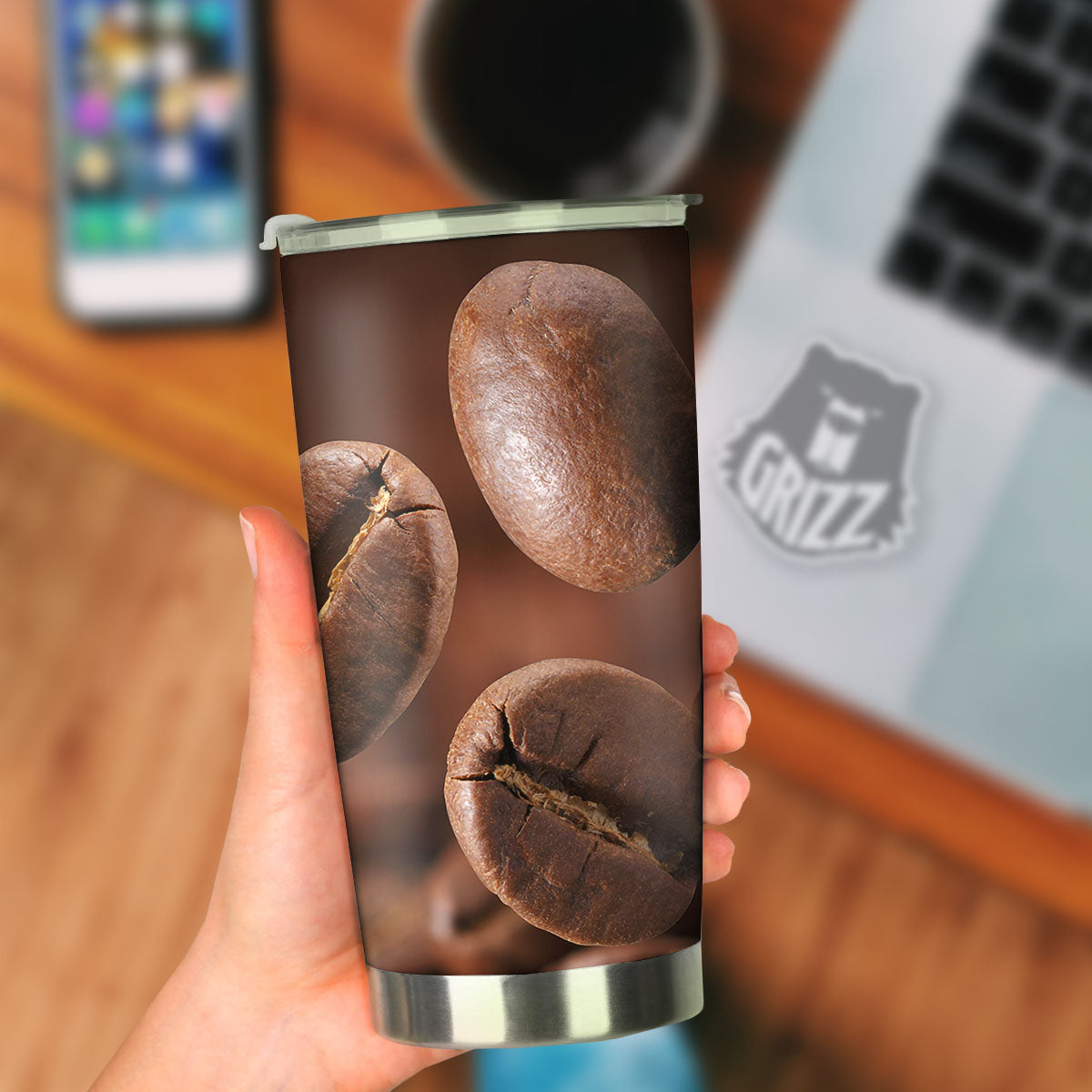 Roasted Coffee Bean Print Tumbler-grizzshop