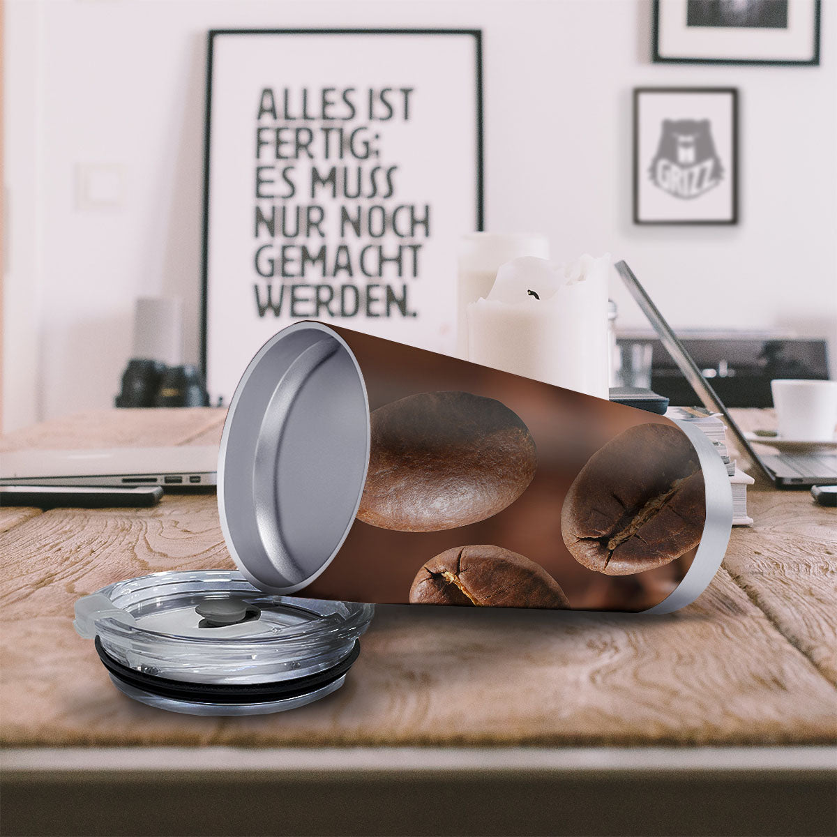 Roasted Coffee Bean Print Tumbler-grizzshop