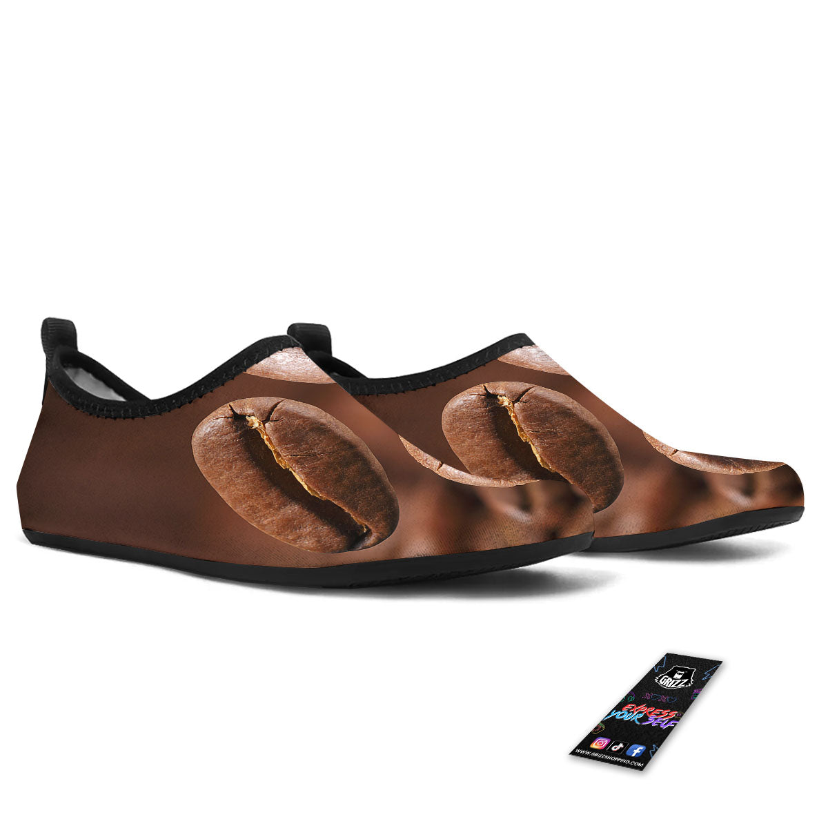 Roasted Coffee Bean Print Water Shoes-grizzshop
