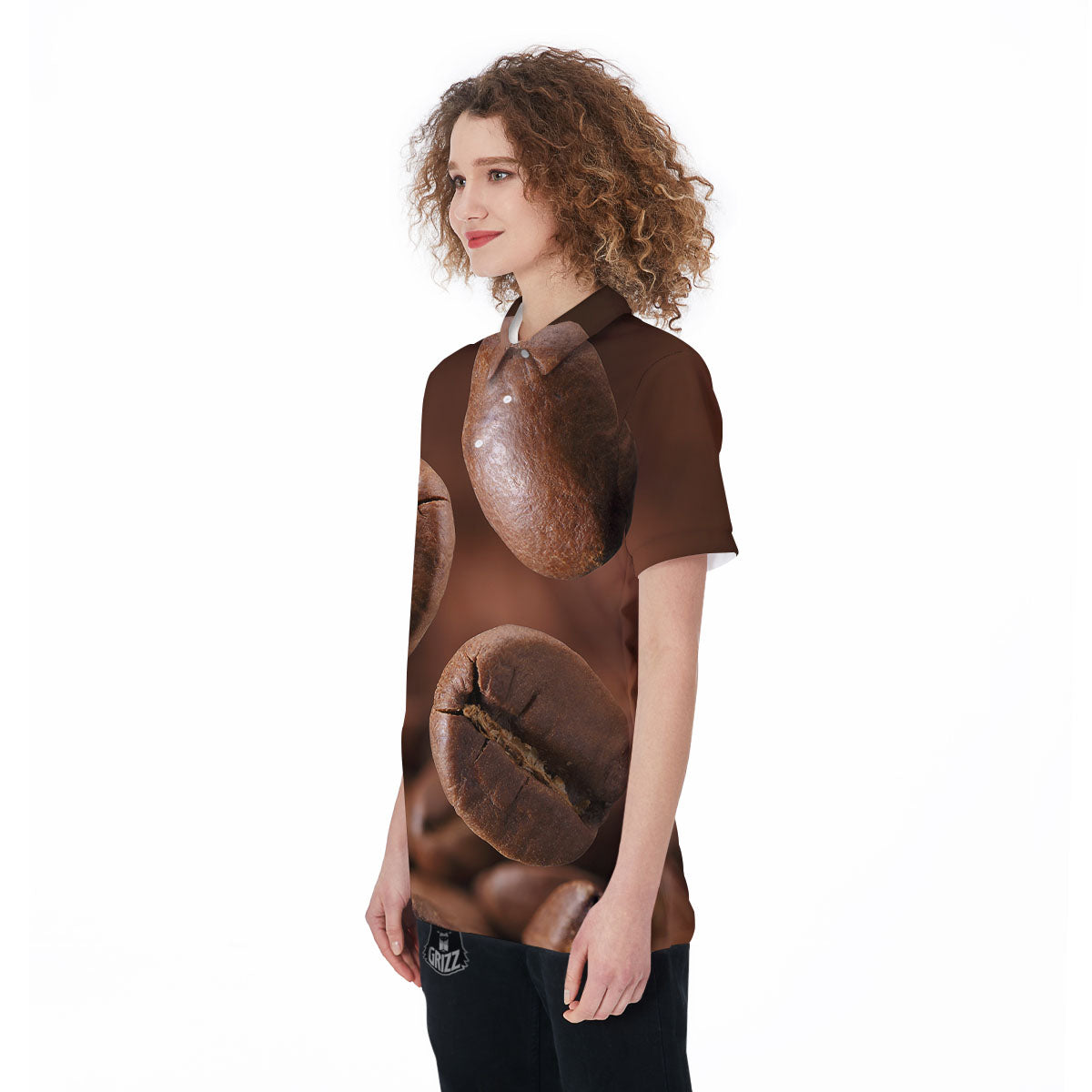 Roasted Coffee Bean Print Women's Golf Shirts-grizzshop
