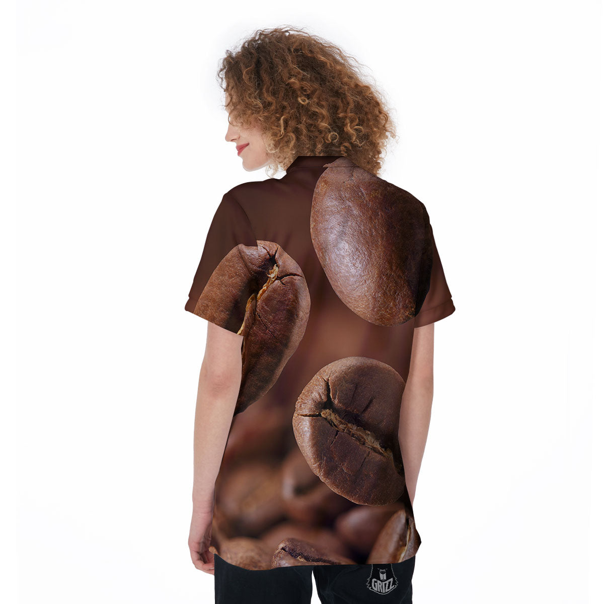 Roasted Coffee Bean Print Women's Golf Shirts-grizzshop