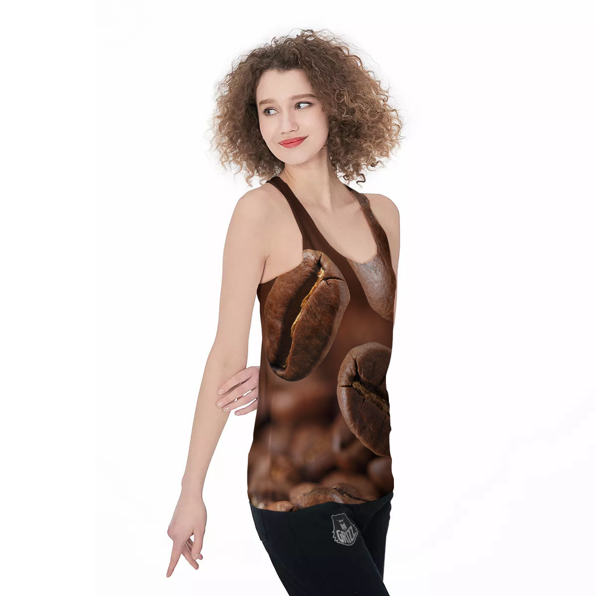 Roasted Coffee Bean Print Women's Racerback Tank Top-grizzshop