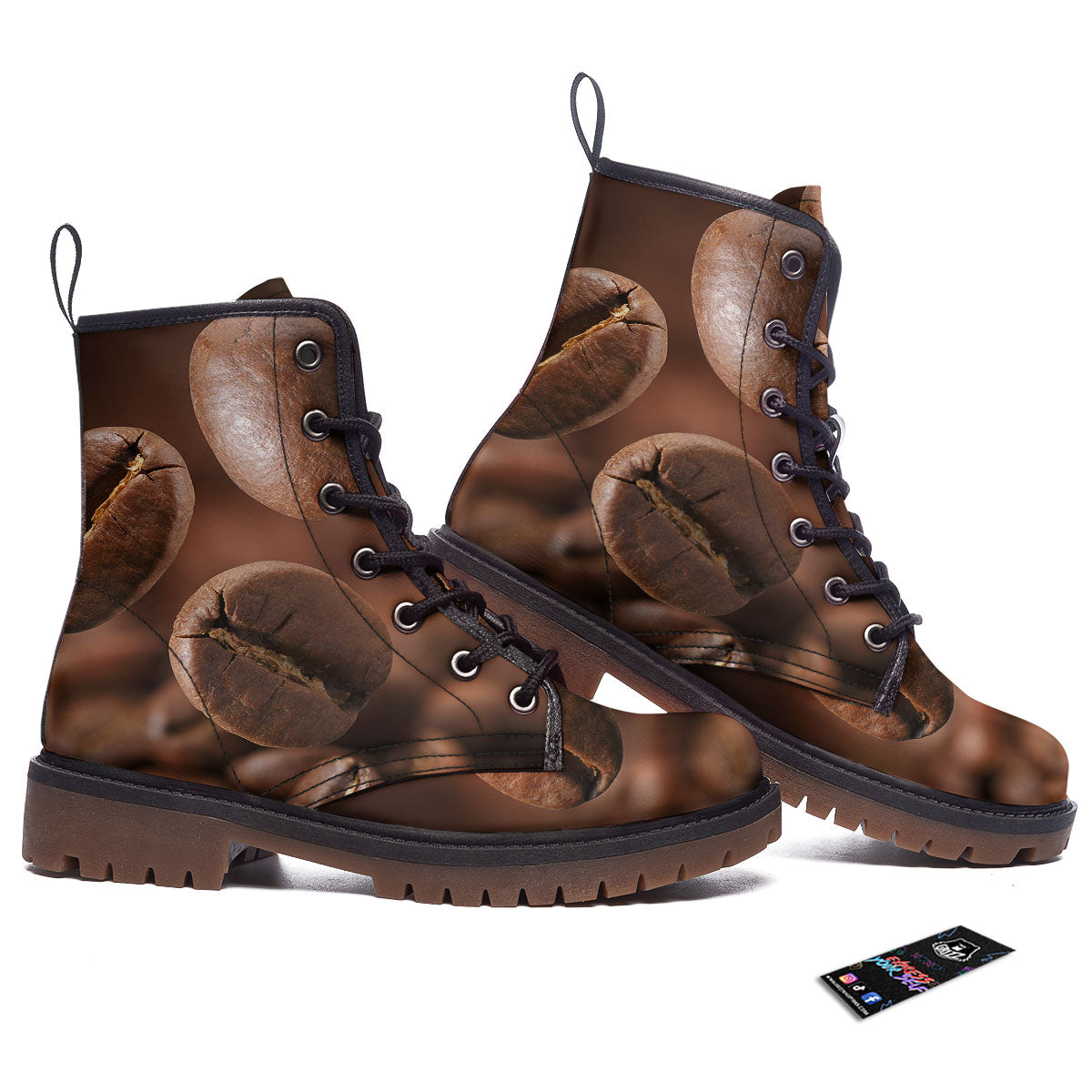 Roasted Coffee Bean Print Work Boots-grizzshop