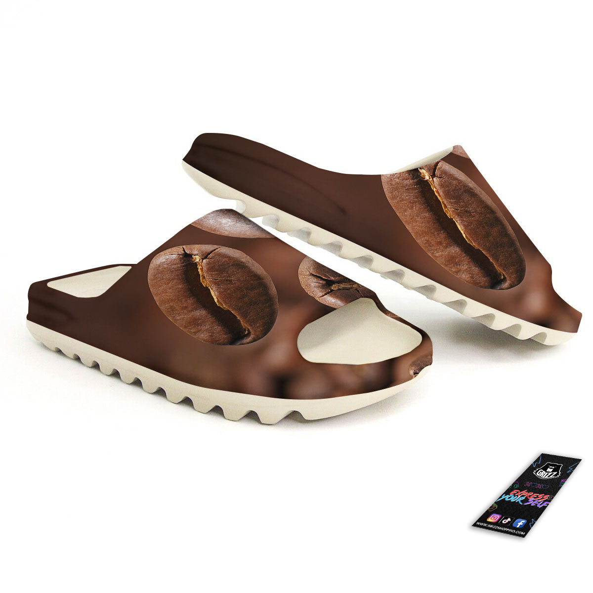Roasted Coffee Bean Print Sandals-grizzshop