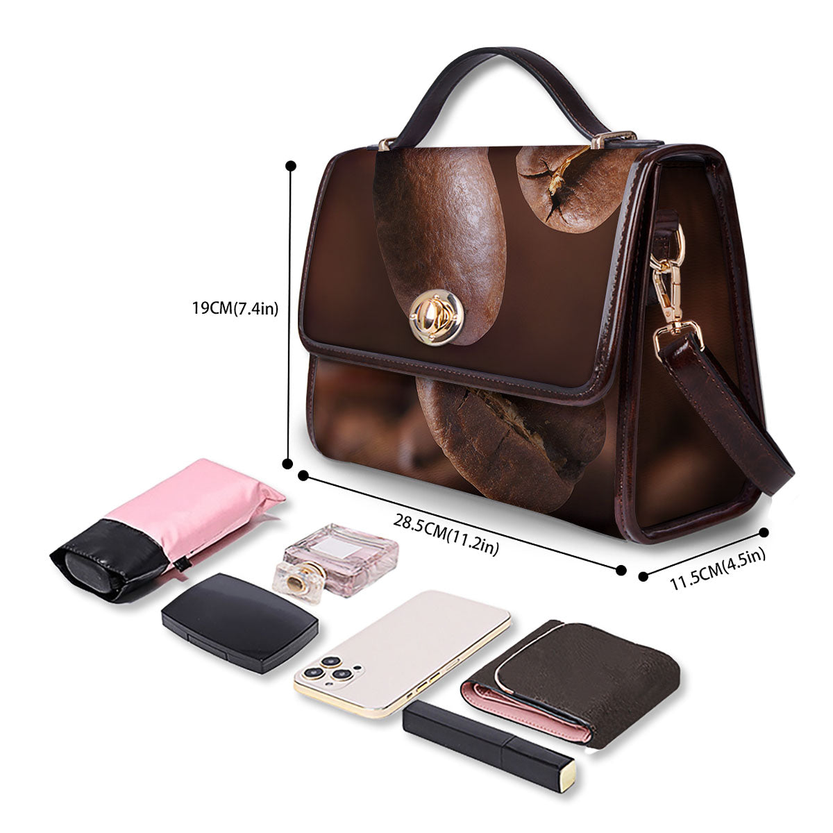 Roasted Coffee Bean Print Women's Satchel Bag