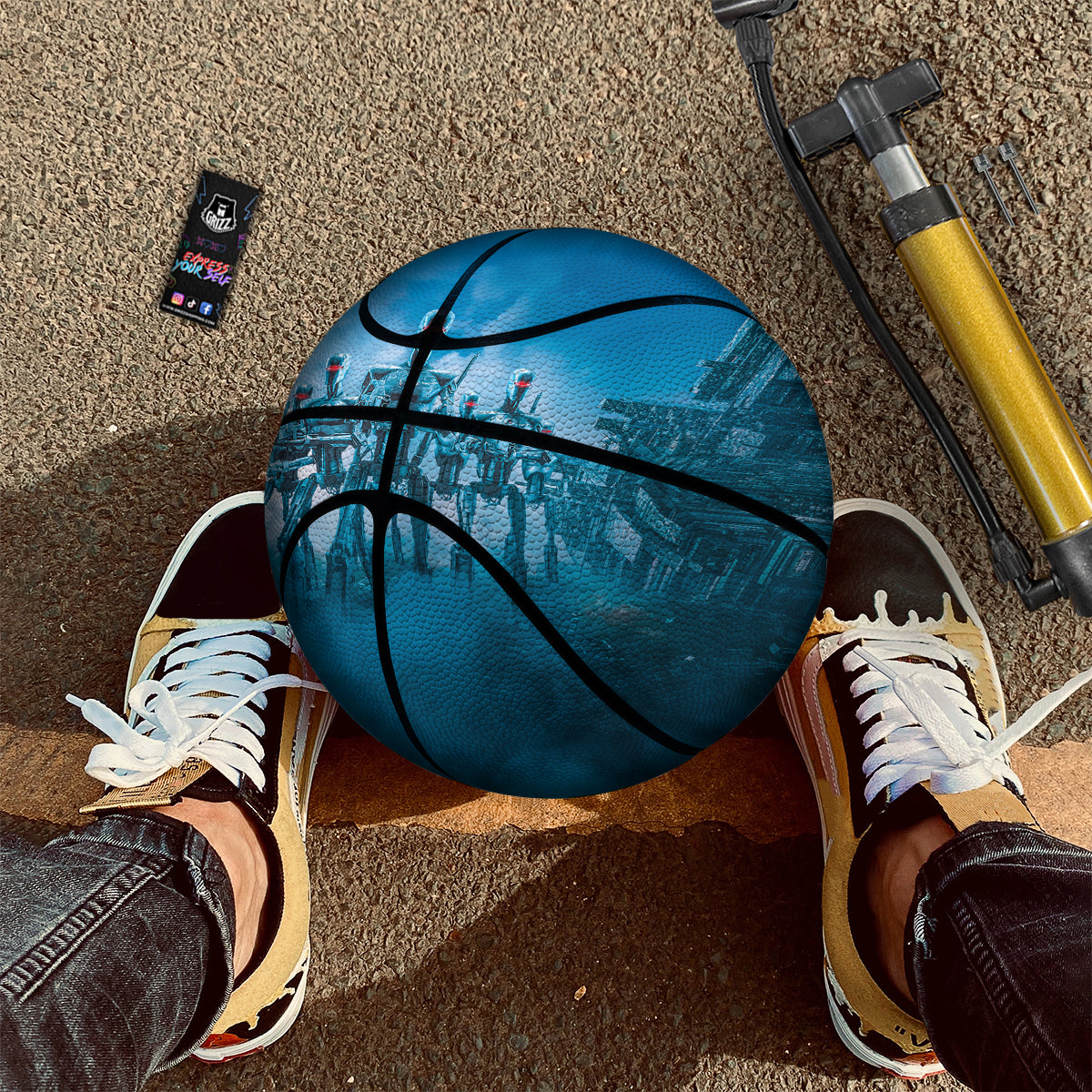 Robot Army Print Basketball-grizzshop