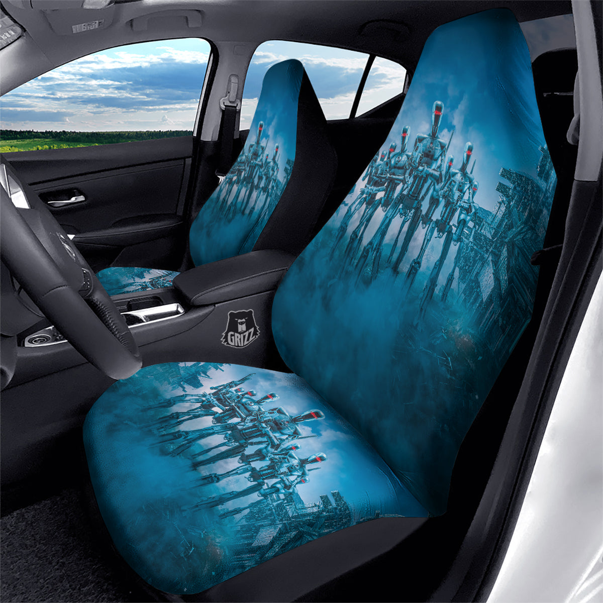 Robot Army Print Car Seat Covers-grizzshop