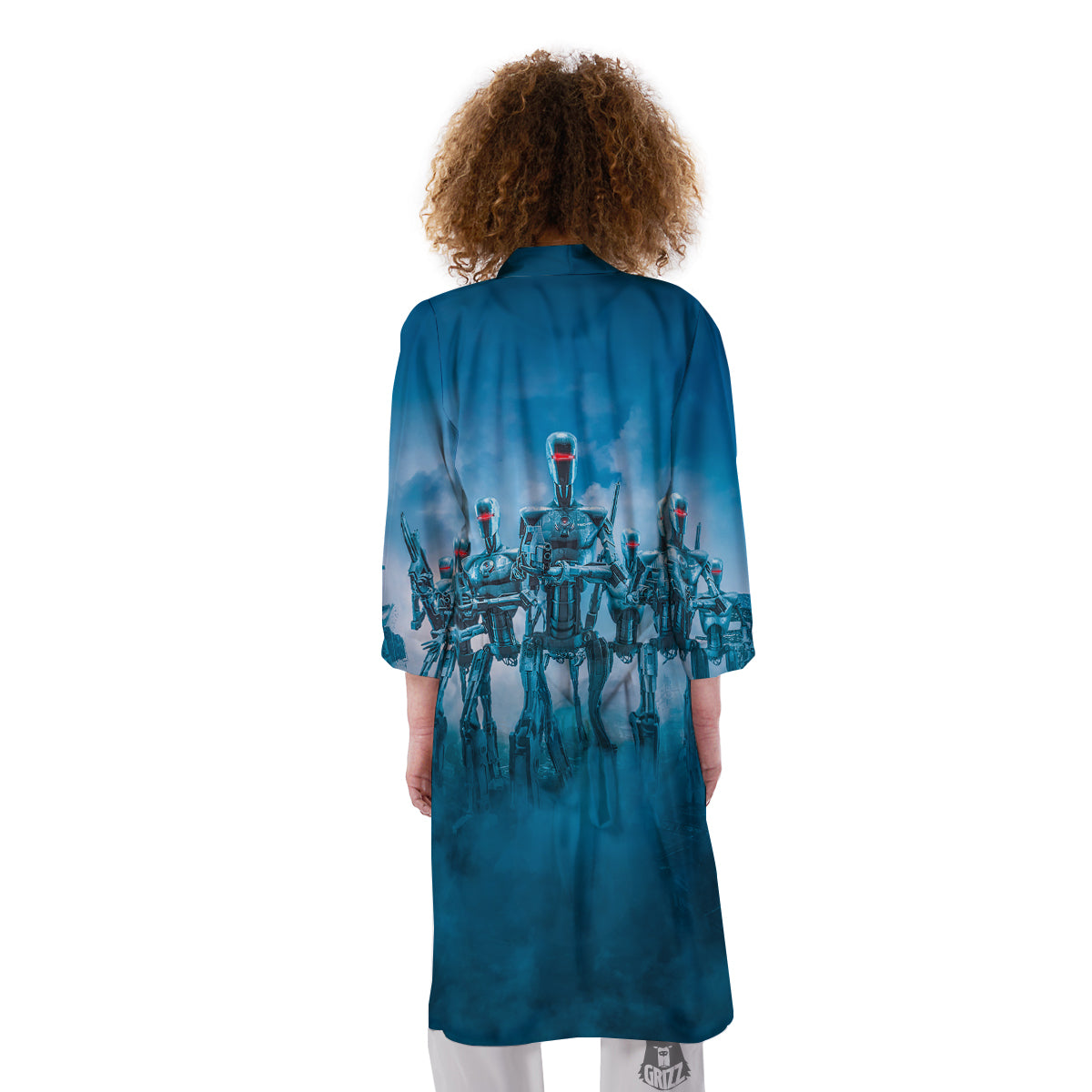 Robot Army Print Kimono-grizzshop