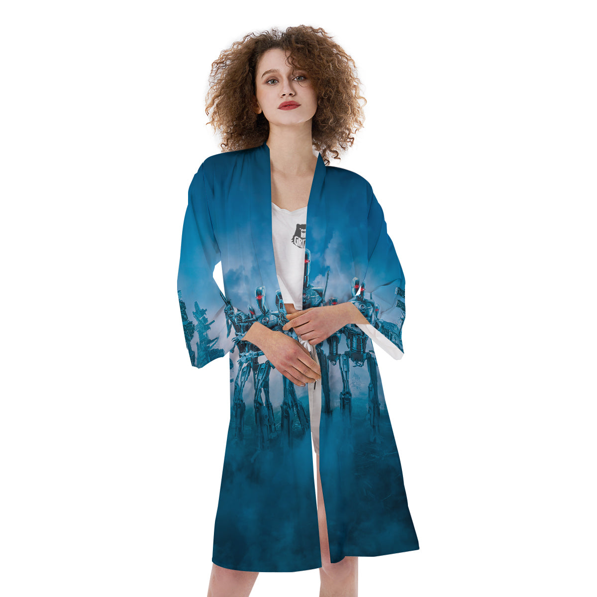 Robot Army Print Kimono-grizzshop