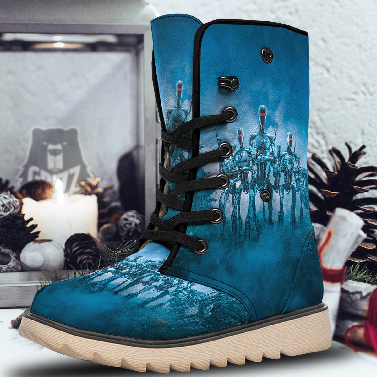 Robot Army Print Snow Boots-grizzshop