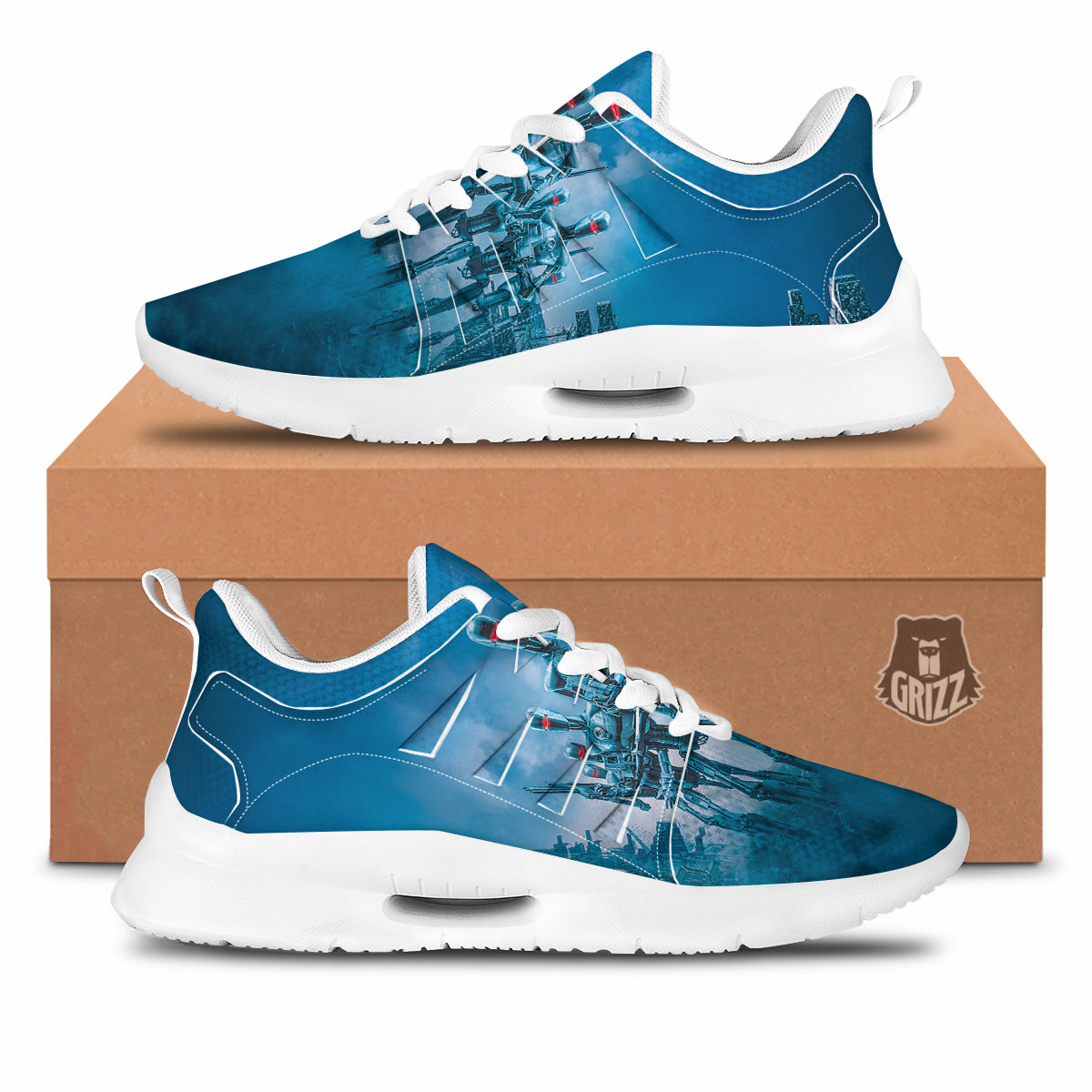 Robot Army Print Tennis Shoes-grizzshop