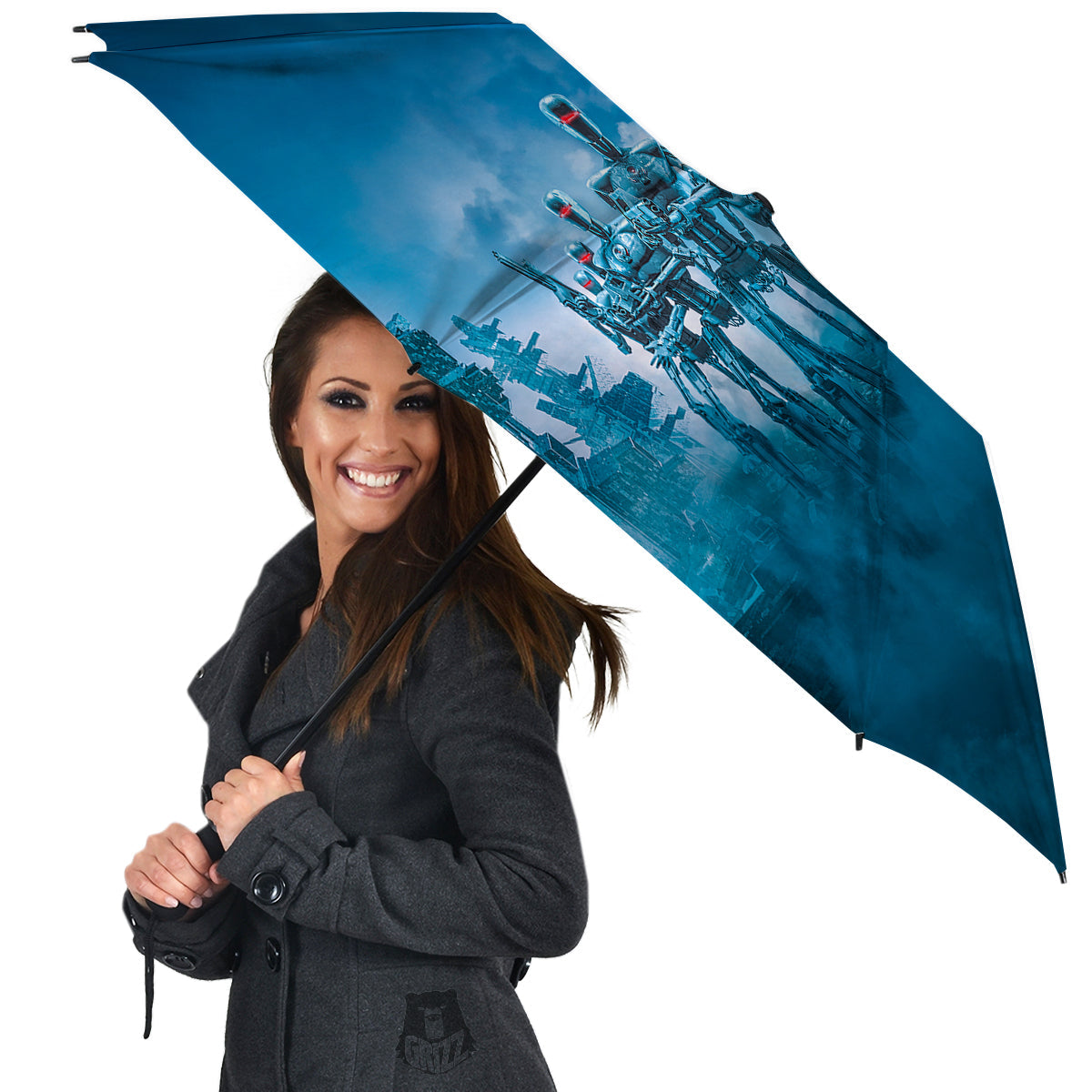 Robot Army Print Umbrella-grizzshop