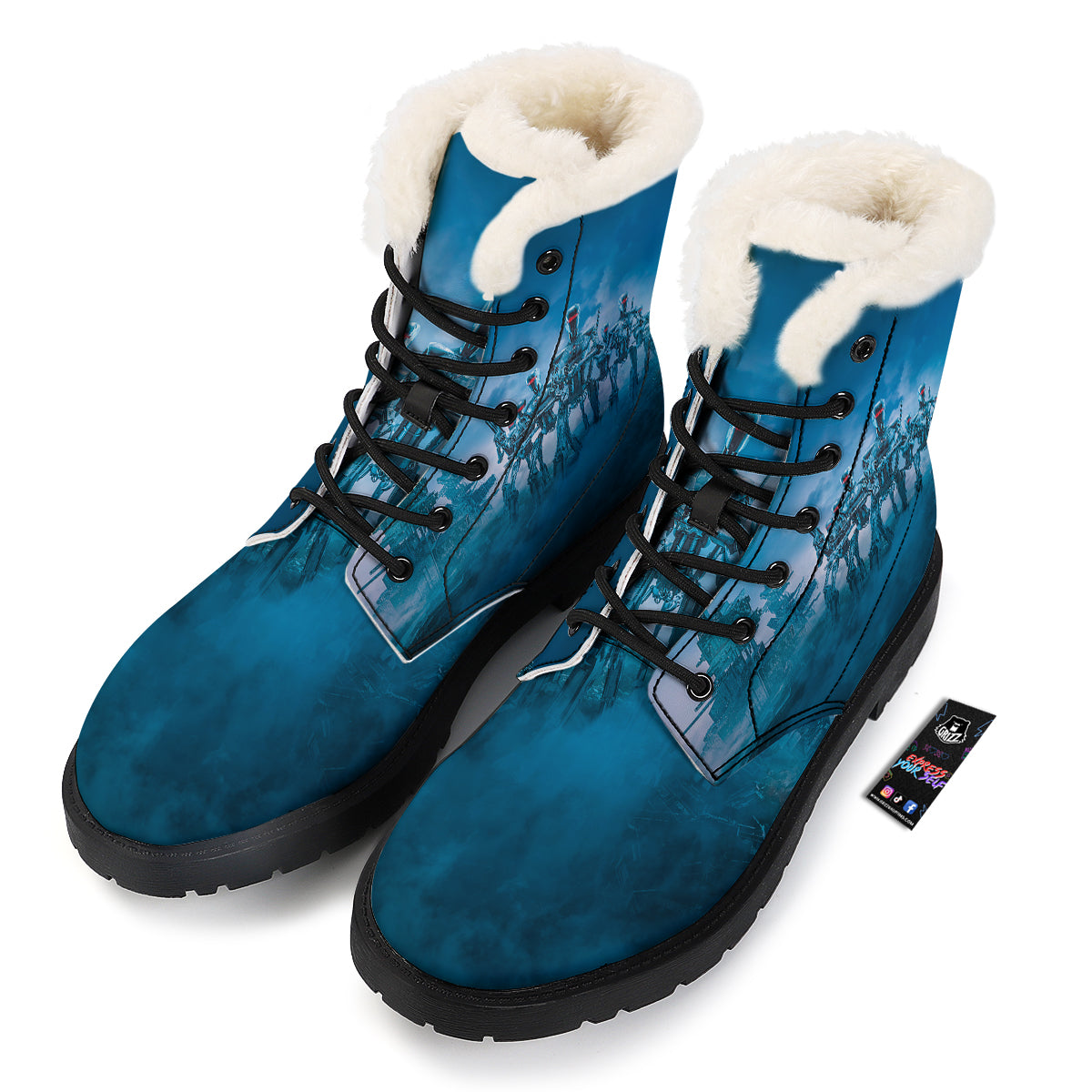 Robot Army Print Winter Boots-grizzshop