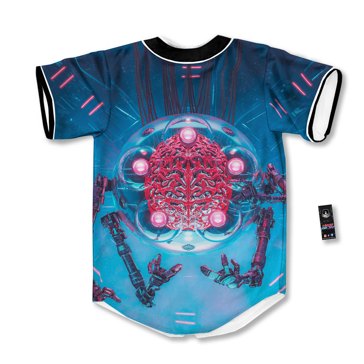 Robot Brain Machine Print Baseball Jersey-grizzshop