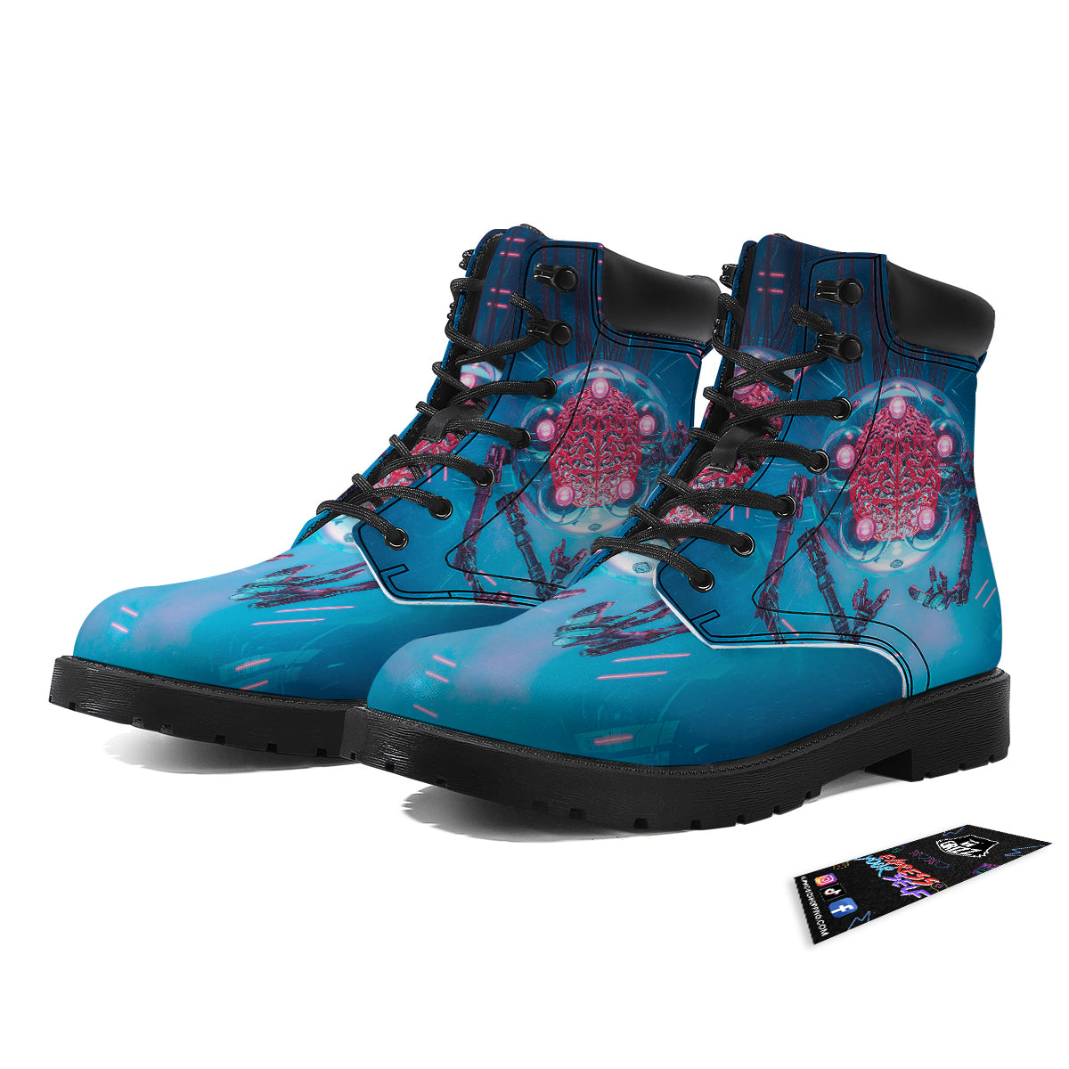 Robot Brain Machine Print Boots-grizzshop
