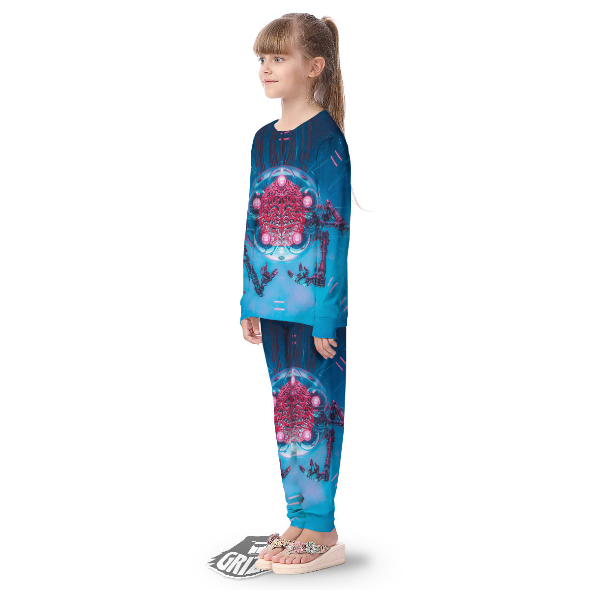 Robot Brain Machine Print Kid's Pajamas-grizzshop