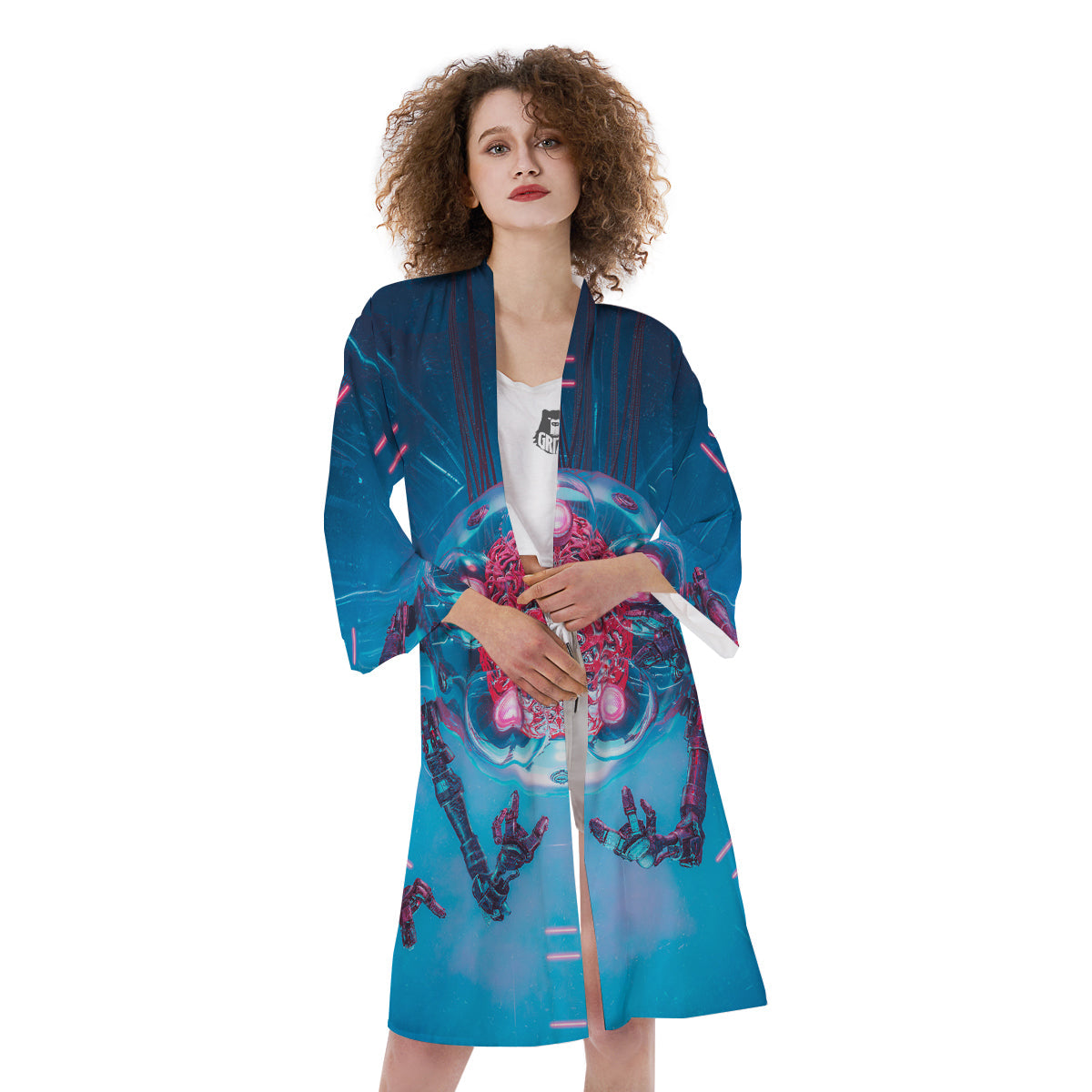 Robot Brain Machine Print Kimono-grizzshop