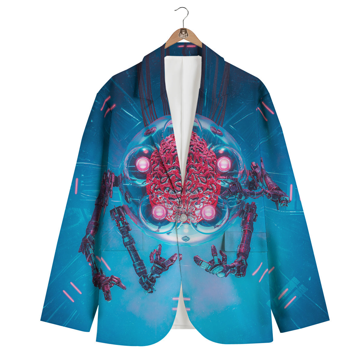 Robot Brain Machine Print Men's Blazer-grizzshop