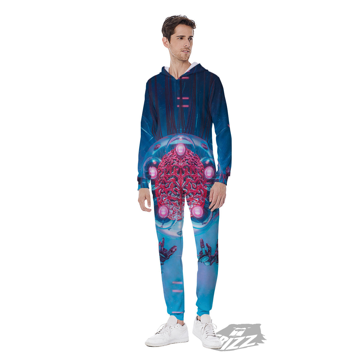 Robot Brain Machine Print Men's Jumpsuit-grizzshop