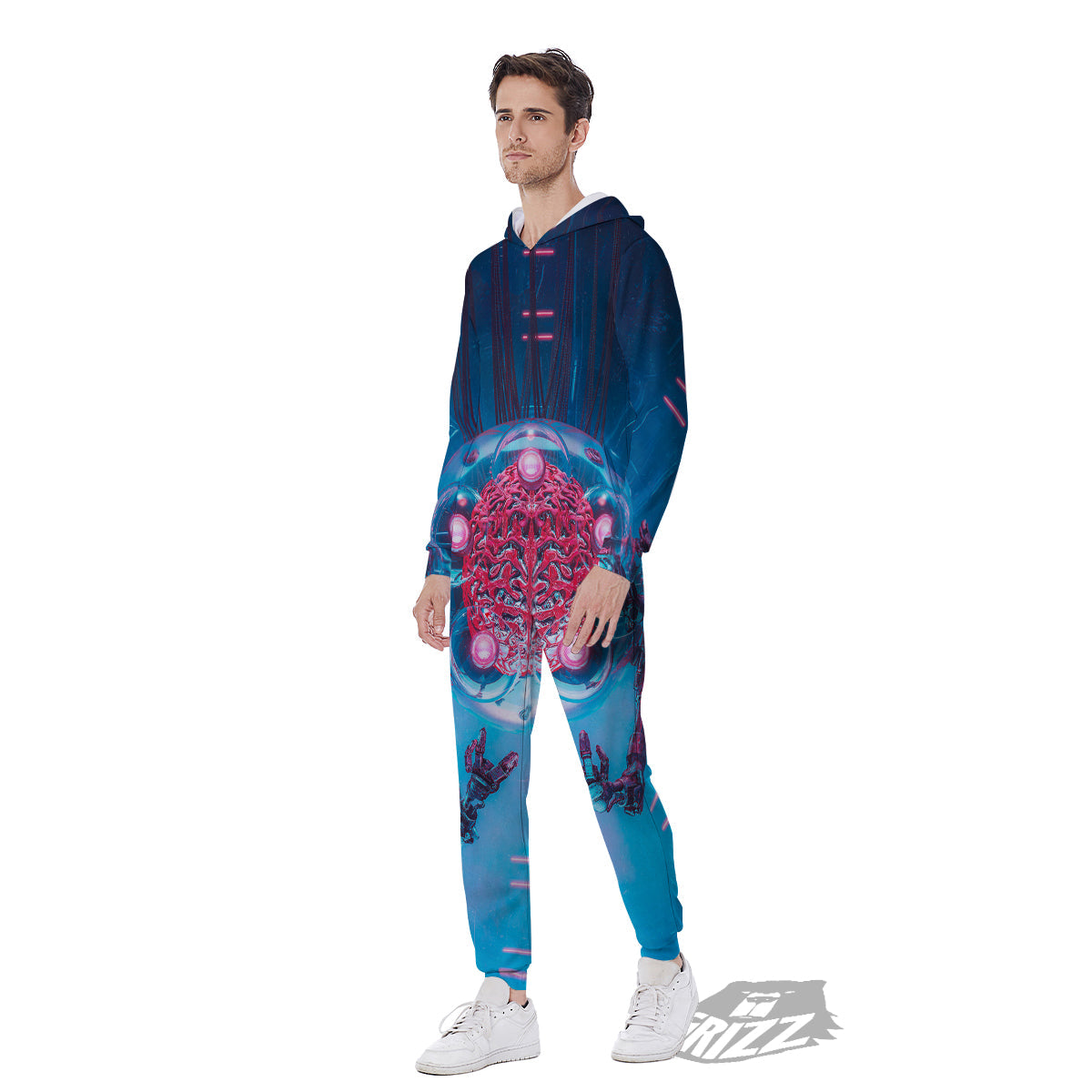 Robot Brain Machine Print Men's Jumpsuit-grizzshop