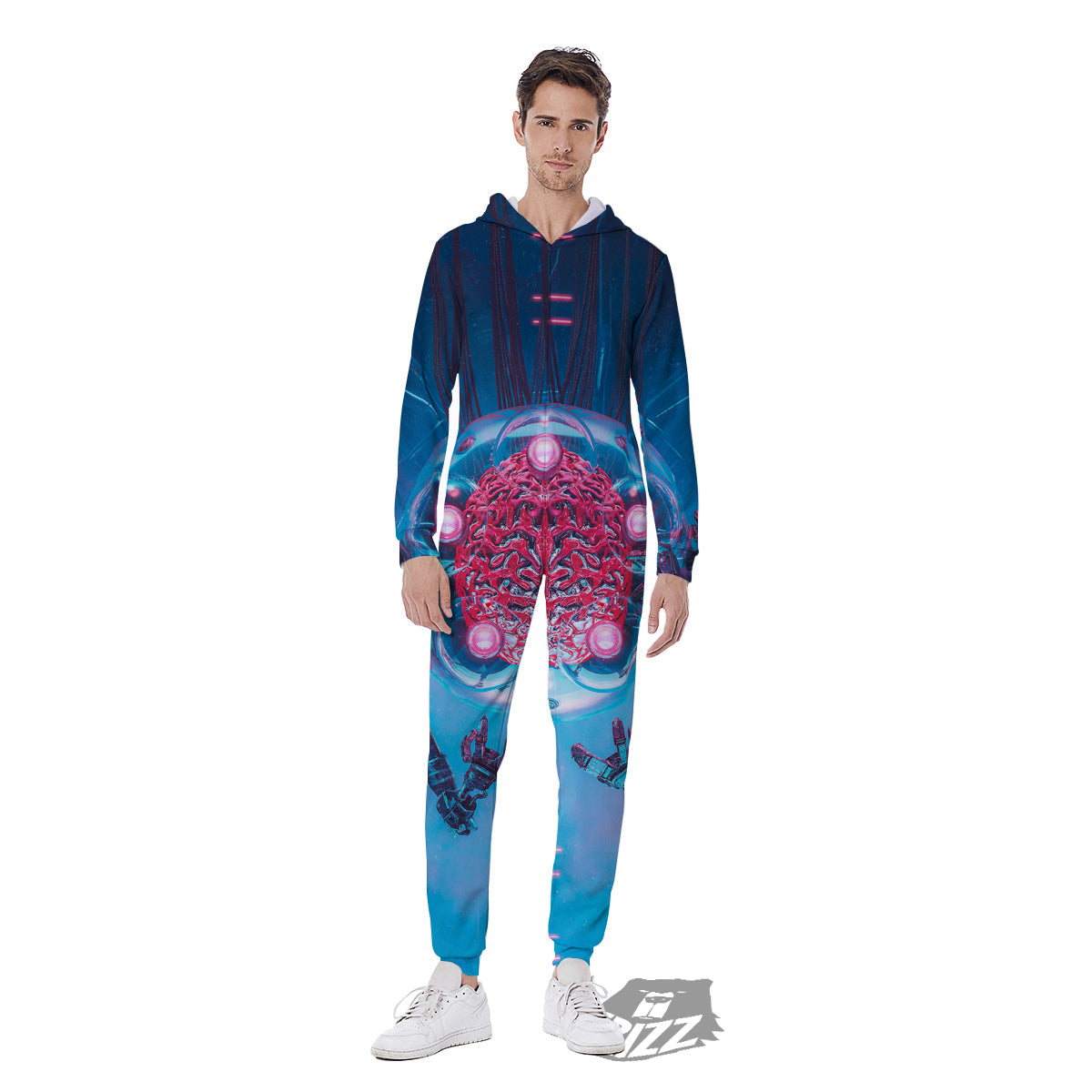 Robot Brain Machine Print Men's Jumpsuit-grizzshop
