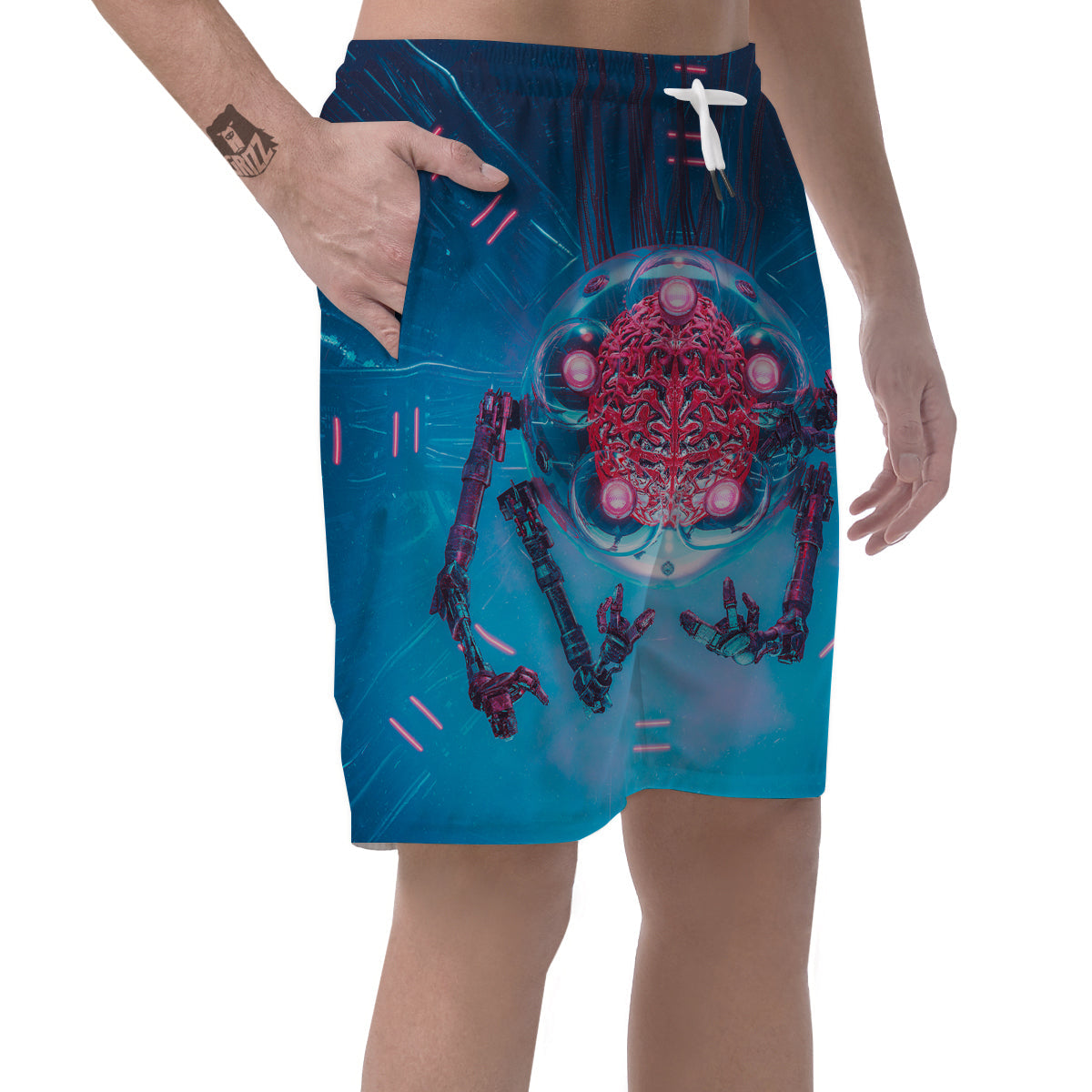 Robot Brain Machine Print Men's Shorts-grizzshop