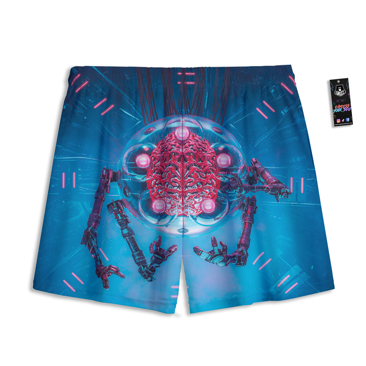 Snakeskin Python Green Print Mesh Shorts