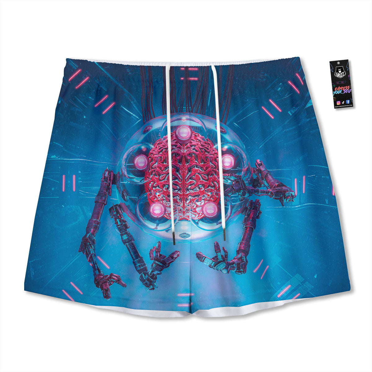 Snakeskin Python Green Print Mesh Shorts