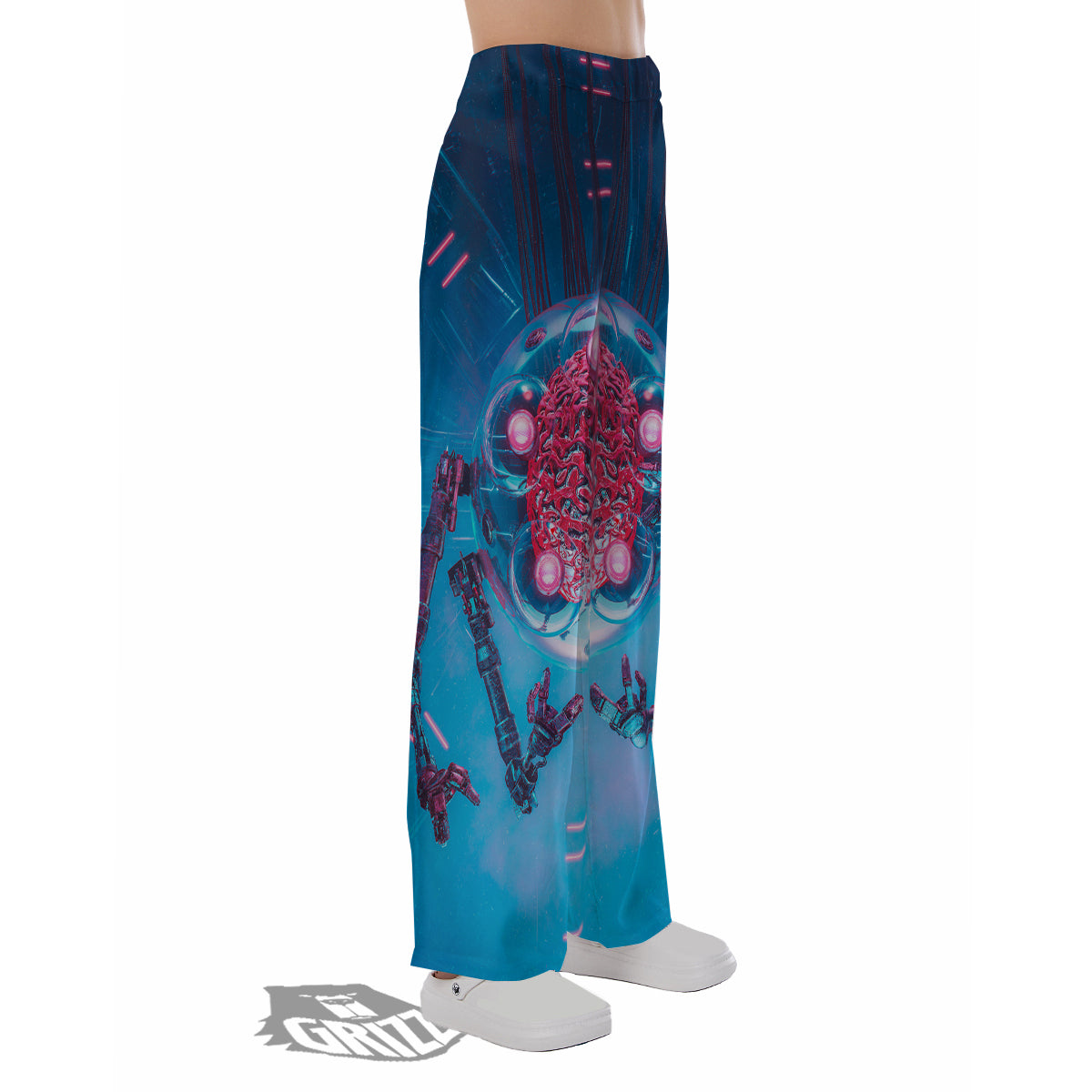 Robot Brain Machine Print Pajama Pants-grizzshop