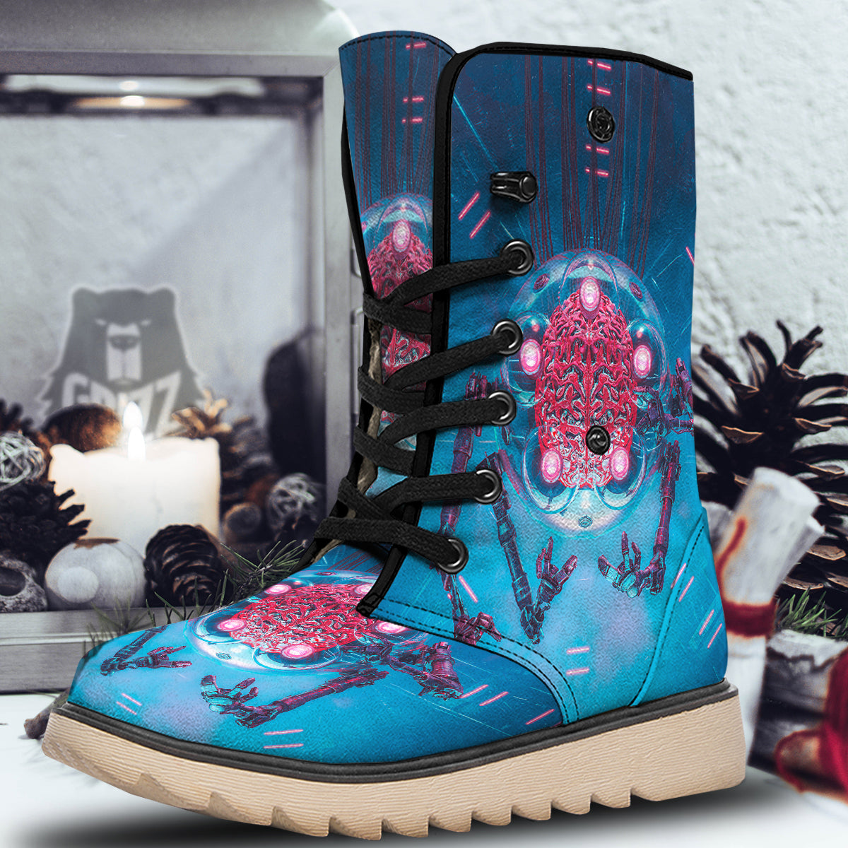 Robot Brain Machine Print Snow Boots-grizzshop