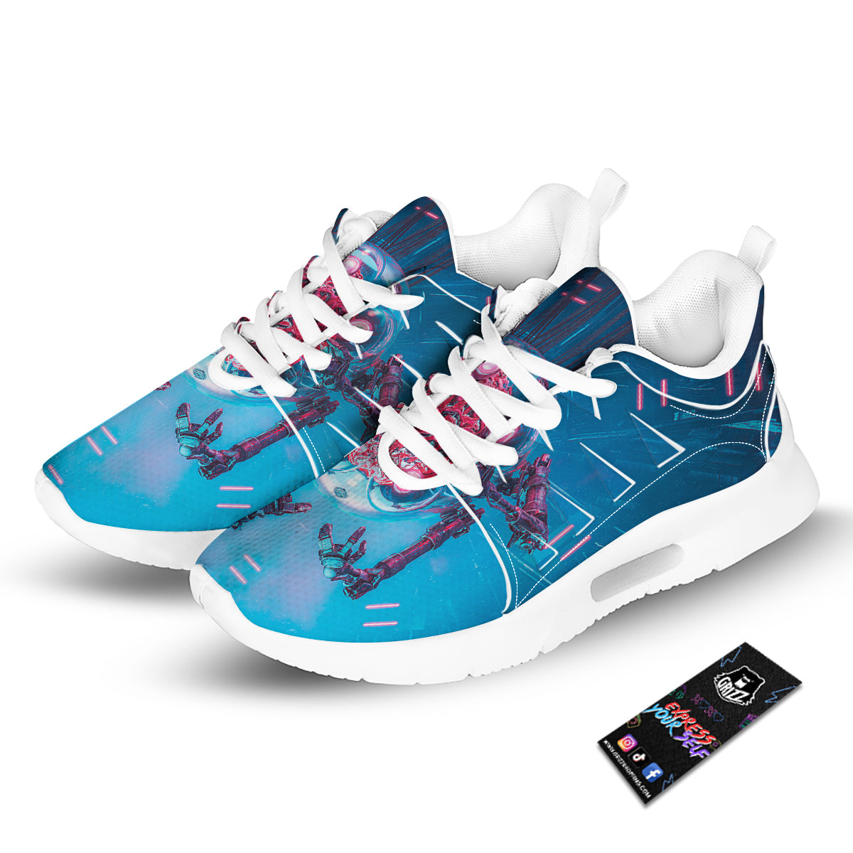 Robot Brain Machine Print Tennis Shoes-grizzshop