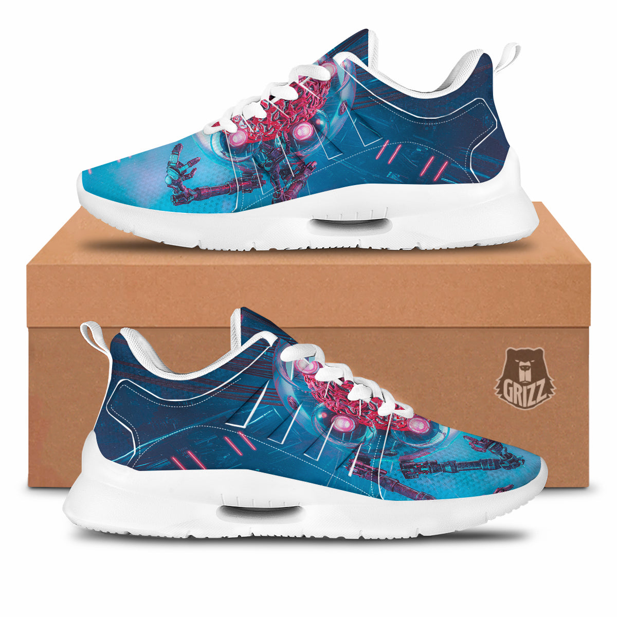 Robot Brain Machine Print Tennis Shoes-grizzshop