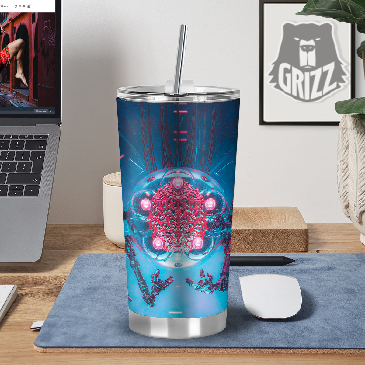 Robot Brain Machine Print Tumbler-grizzshop