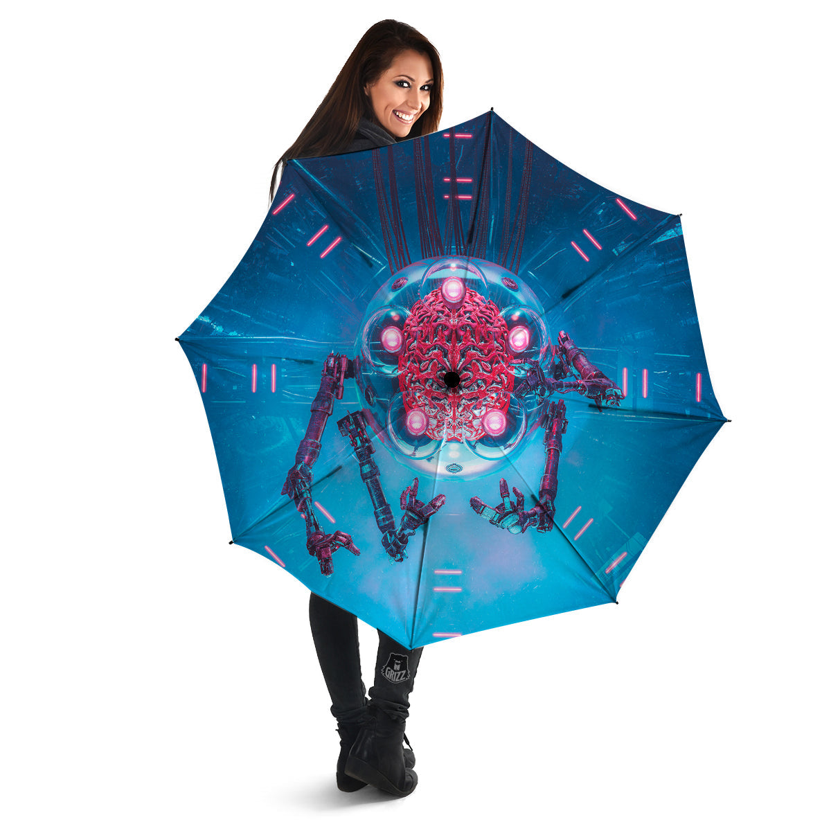 Robot Brain Machine Print Umbrella-grizzshop