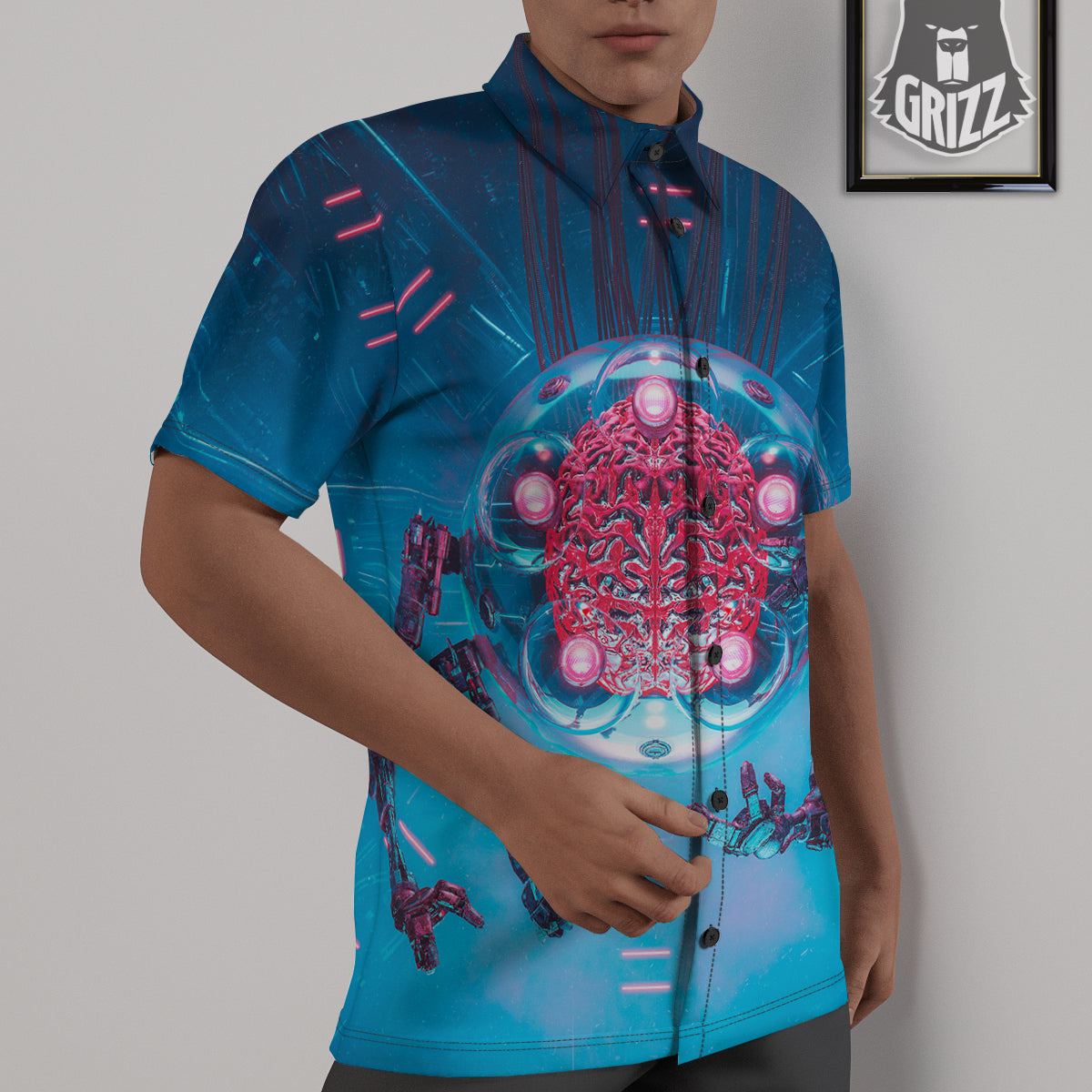 Robot Brain Machine Print Untucked Shirts-grizzshop