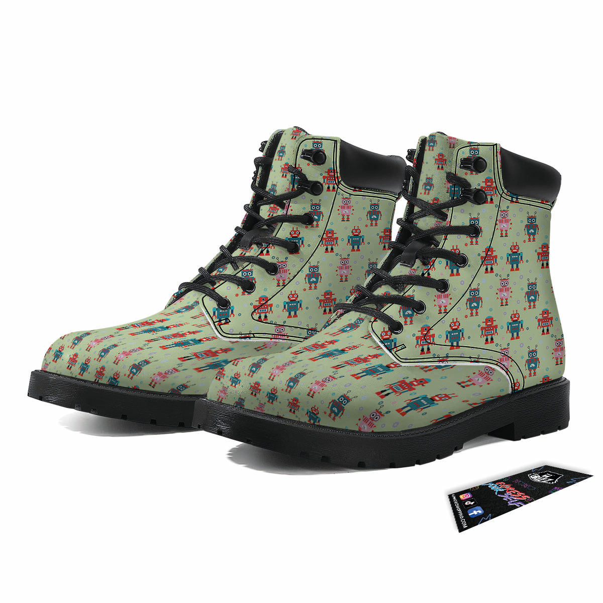 Robot Colorful Print Pattern Boots-grizzshop