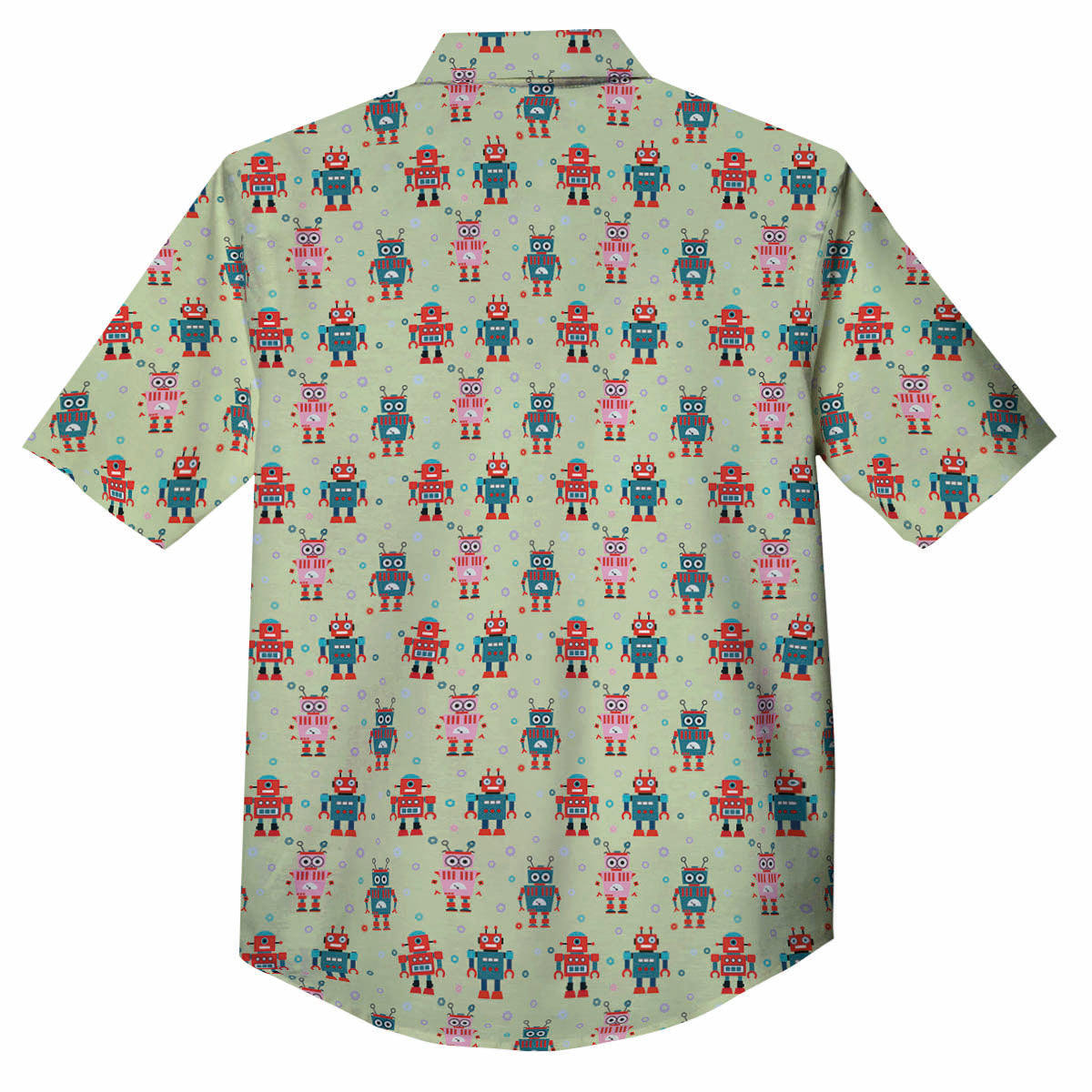 Robot Colorful Print Pattern Button Up Shirt-grizzshop