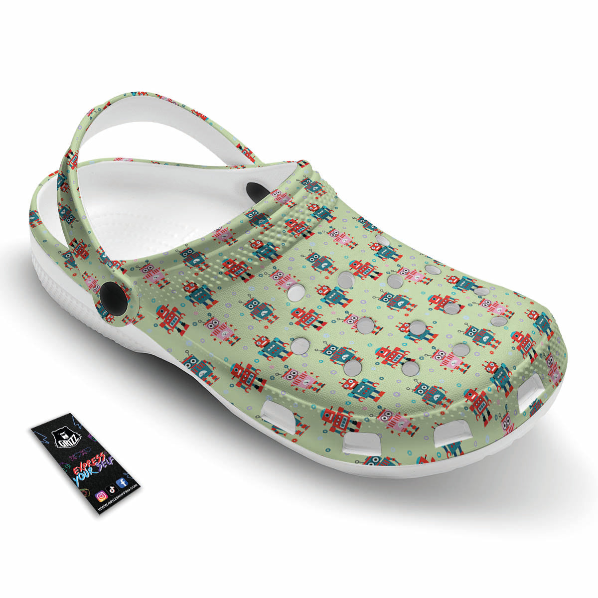 Robot Colorful Print Pattern Clog-grizzshop