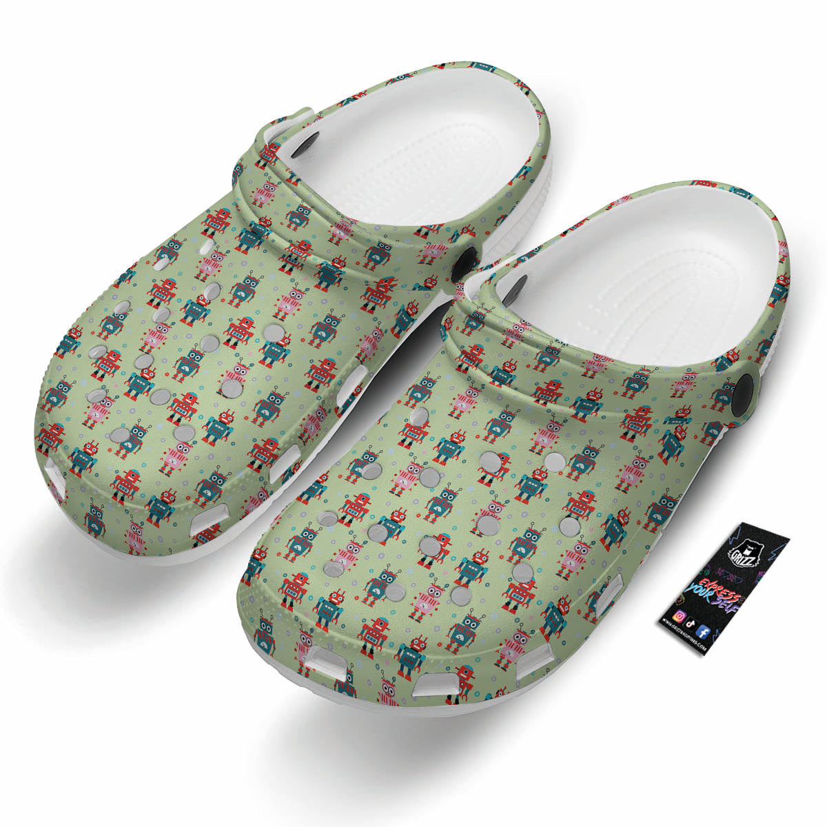 Robot Colorful Print Pattern Clog-grizzshop