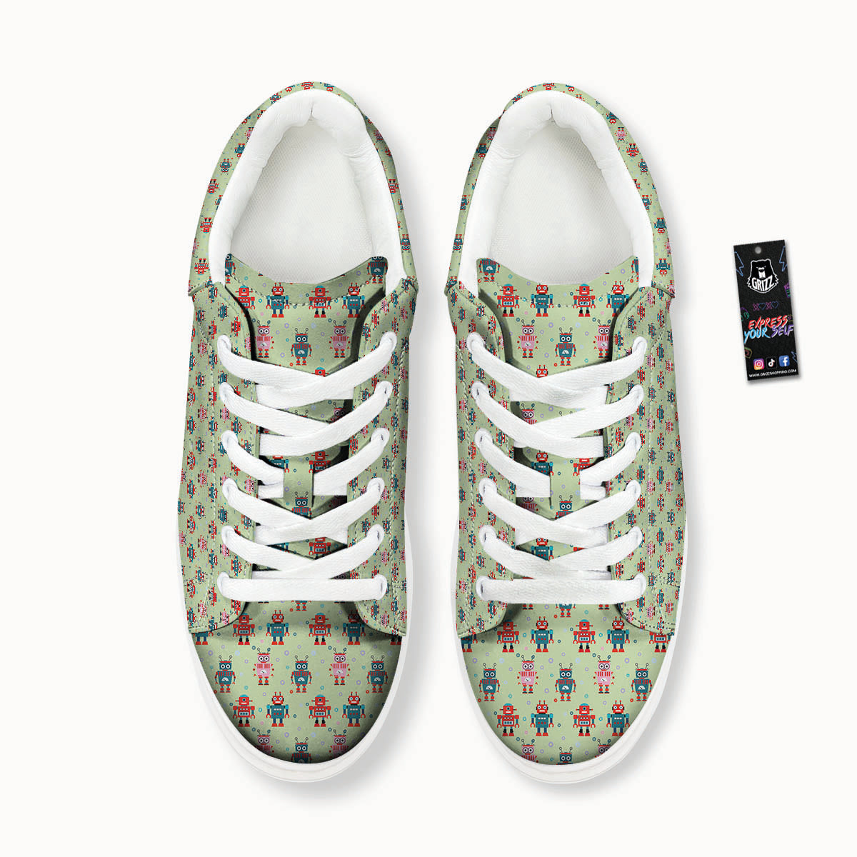 Robot Colorful Print Pattern Platform Shoes-grizzshop