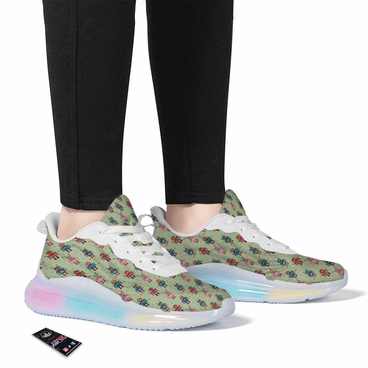 Robot Colorful Print Pattern Running Sneakers-grizzshop